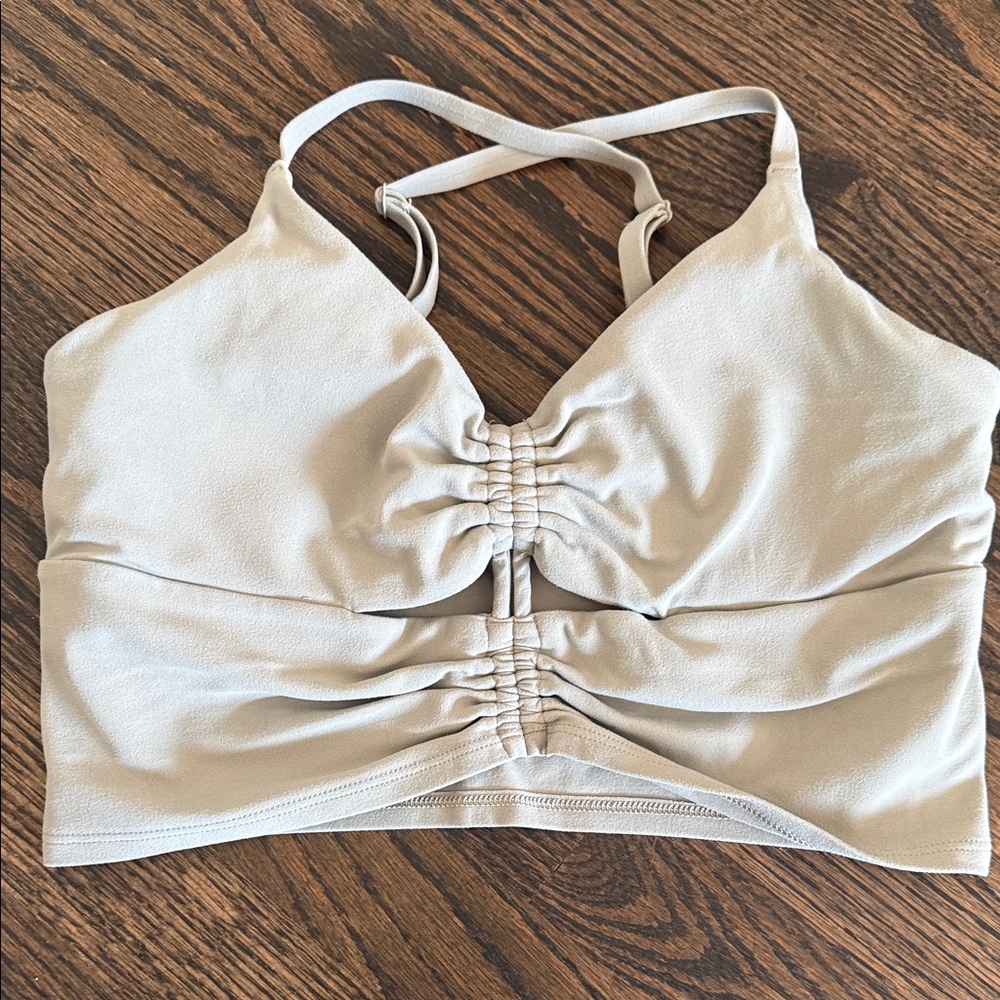 Athleta olive green Ruched Bra small